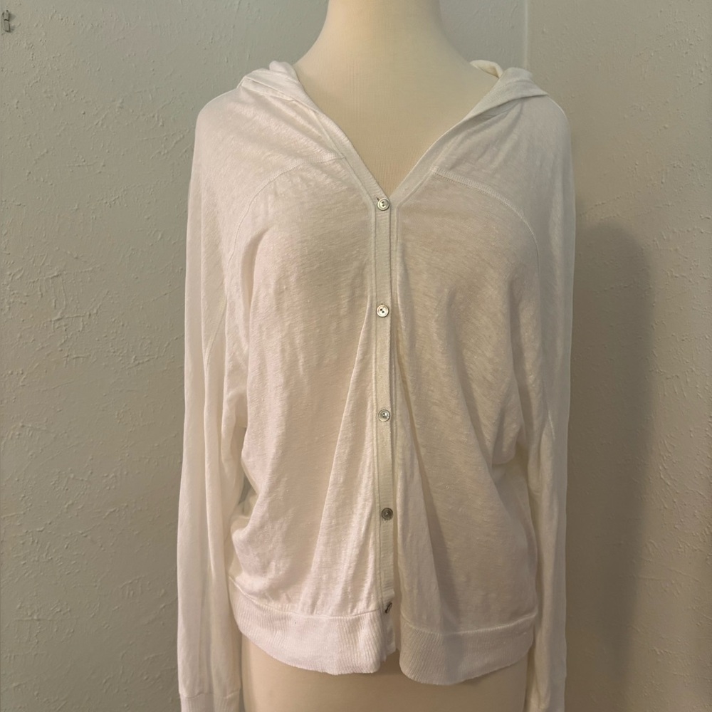 Eileen Fisher Linen Hooded Cardigan